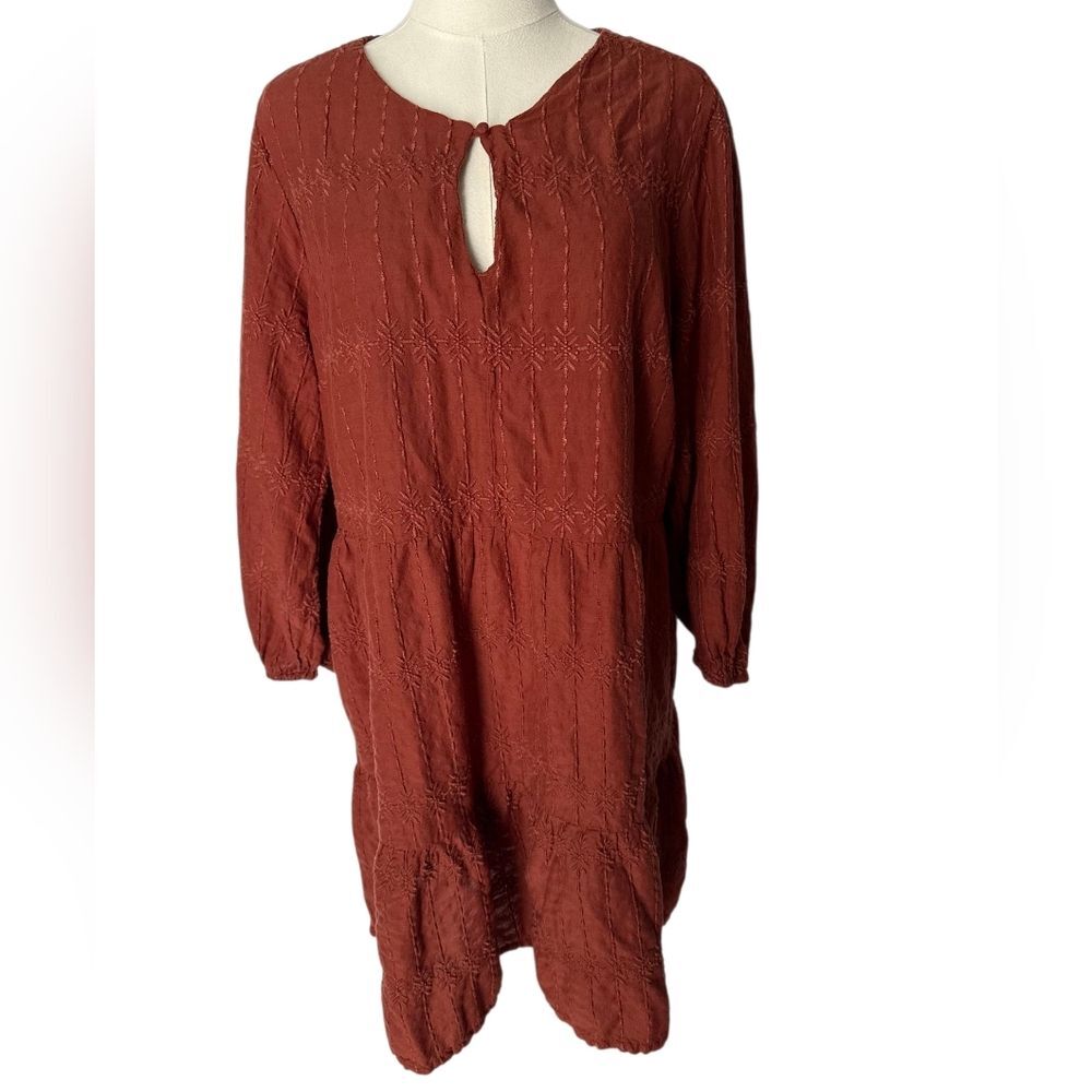 Old Navy Embroidered Keyhole Mini Dress Burnt Orange Size XL